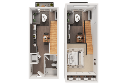 Floor plan for 1 bed, 1 bath, 511 sqft